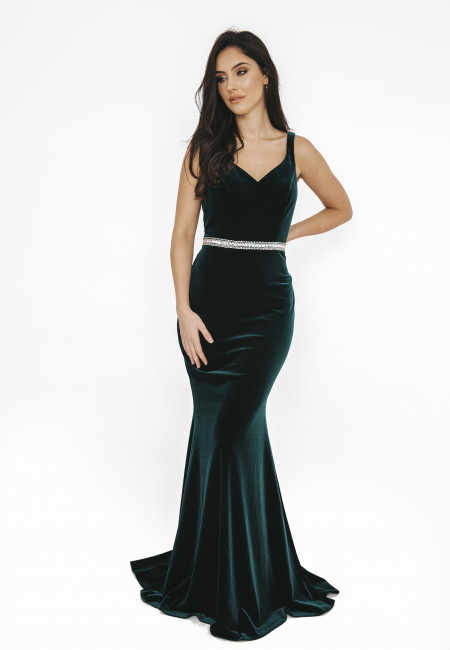 Dynasty-London Green Velvet Prom Dress / Evening Dress