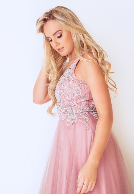 Dynasty-London Pink Tulle Prom Dress / Evening Dress