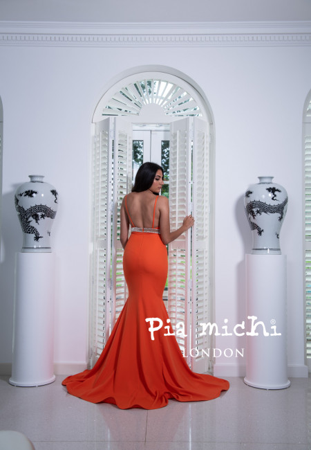 Pia Michi Orange Evening Dress / Prom Dress