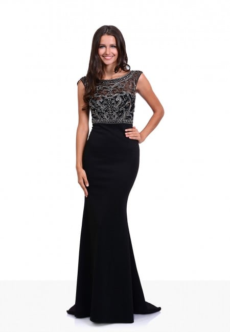 Christian Koehlert Black Embellished Jersey Prom Dress / Evening Dress