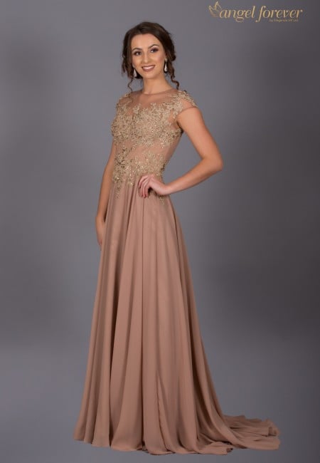 Angel Forever Cappuccino Chiffon and Lace Prom Dress / Evening Dress 