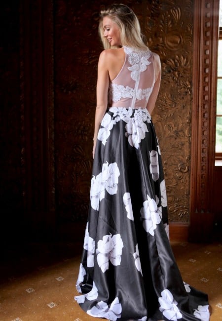 Hermione Floral Prom Dress / Evening Dress Back
