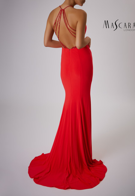 Mascara Red Fitted Jersey Prom Dress / Evening Dress