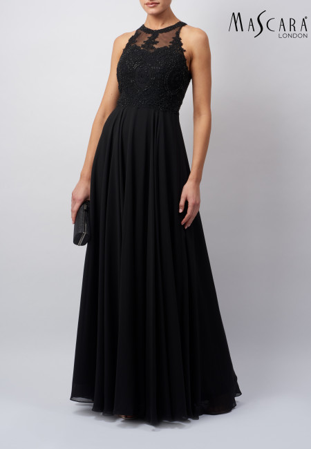 Mascara Black Chiffon Prom Dress / Evening Dress