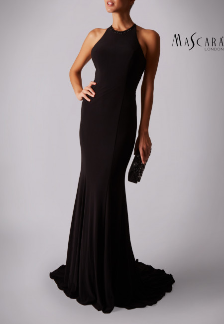 Mascara Black Fitted Jersey Prom Dress / Evening Dress