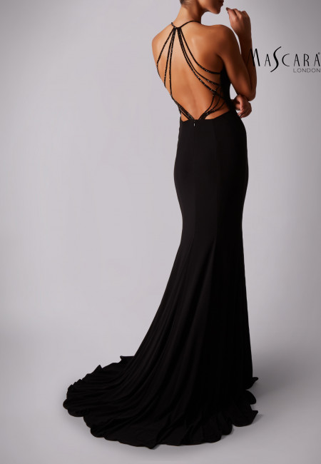 Mascara Black Fitted Jersey Prom Dress / Evening Dress